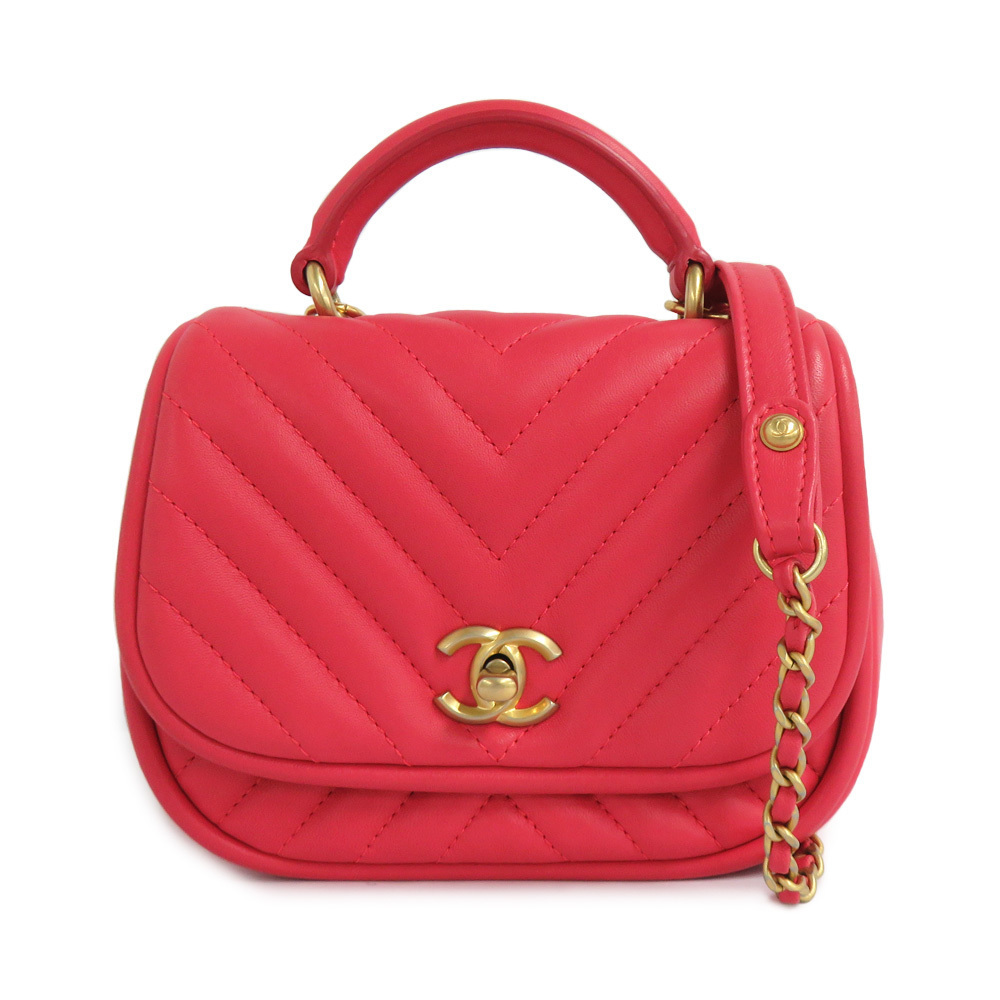 Chanel Round Flap Bag Lambskin 2way Chain